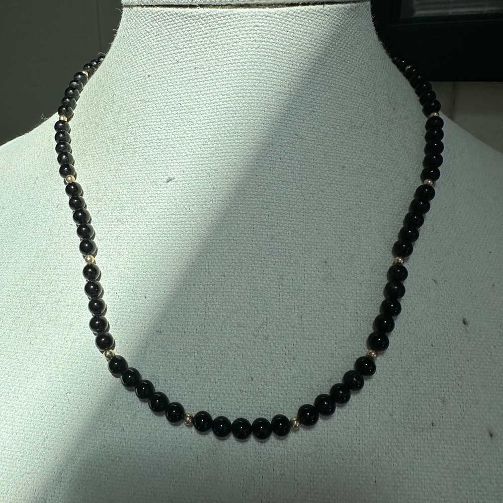 Two ball style necklaces black and steel blue - Picture 3 of 8